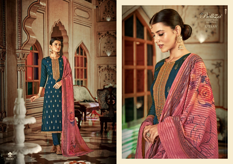 Belliza Designer Studio Utsav Dola Jacquard Embroidery Work Fancy Suit