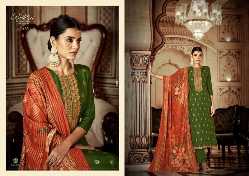 Belliza Designer Studio Utsav Dola Jacquard Embroidery Work Fancy Suit