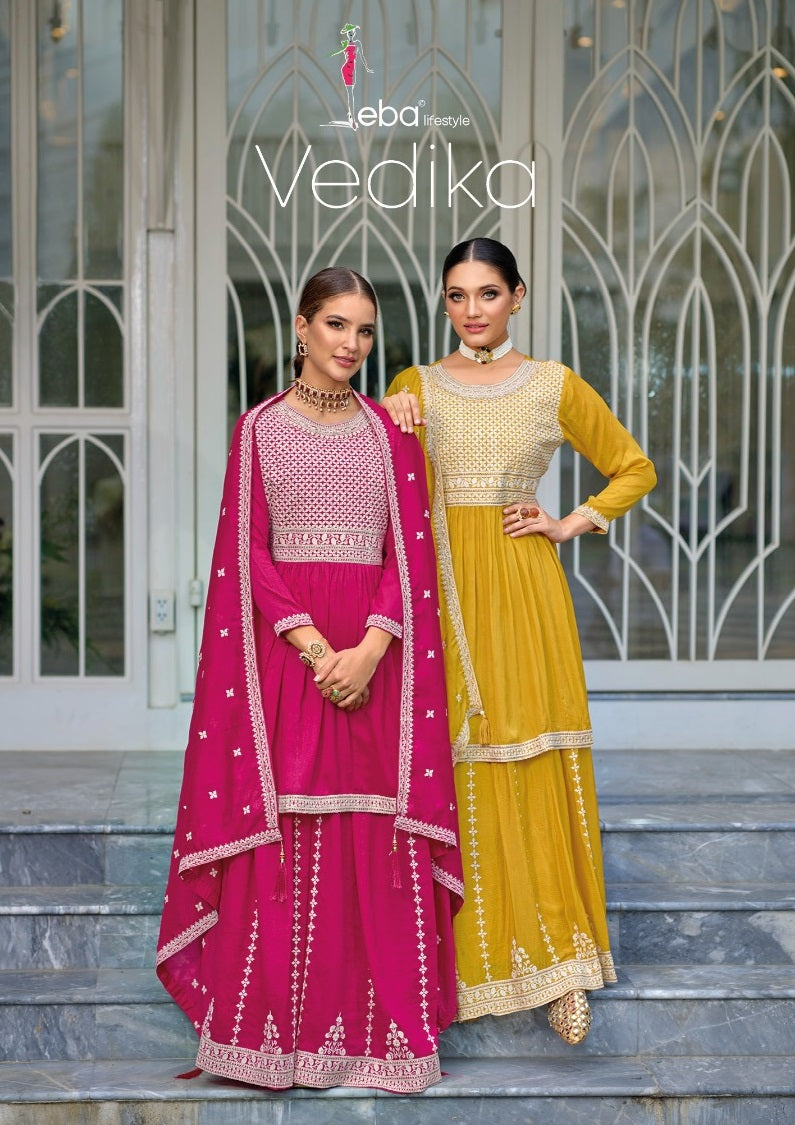 Eba Lifestye Vedika Silk Embroidery Work Readymade Suit Collection