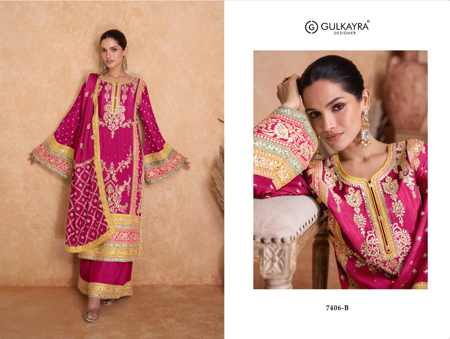 Gulkayra Designer Vedika Chinon With Heavy Work Pakistani Suits