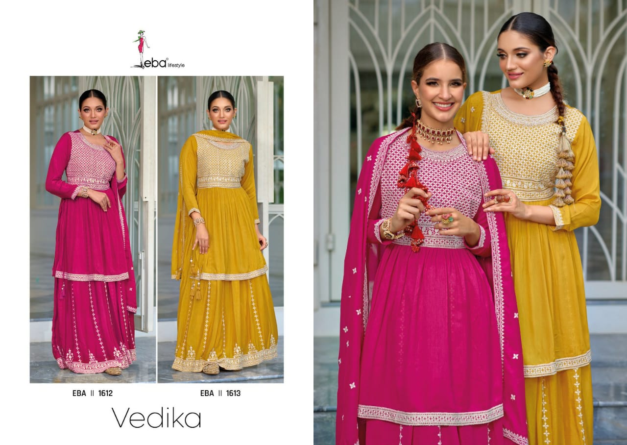 Eba Lifestye Vedika Silk Embroidery Work Readymade Suit Collection