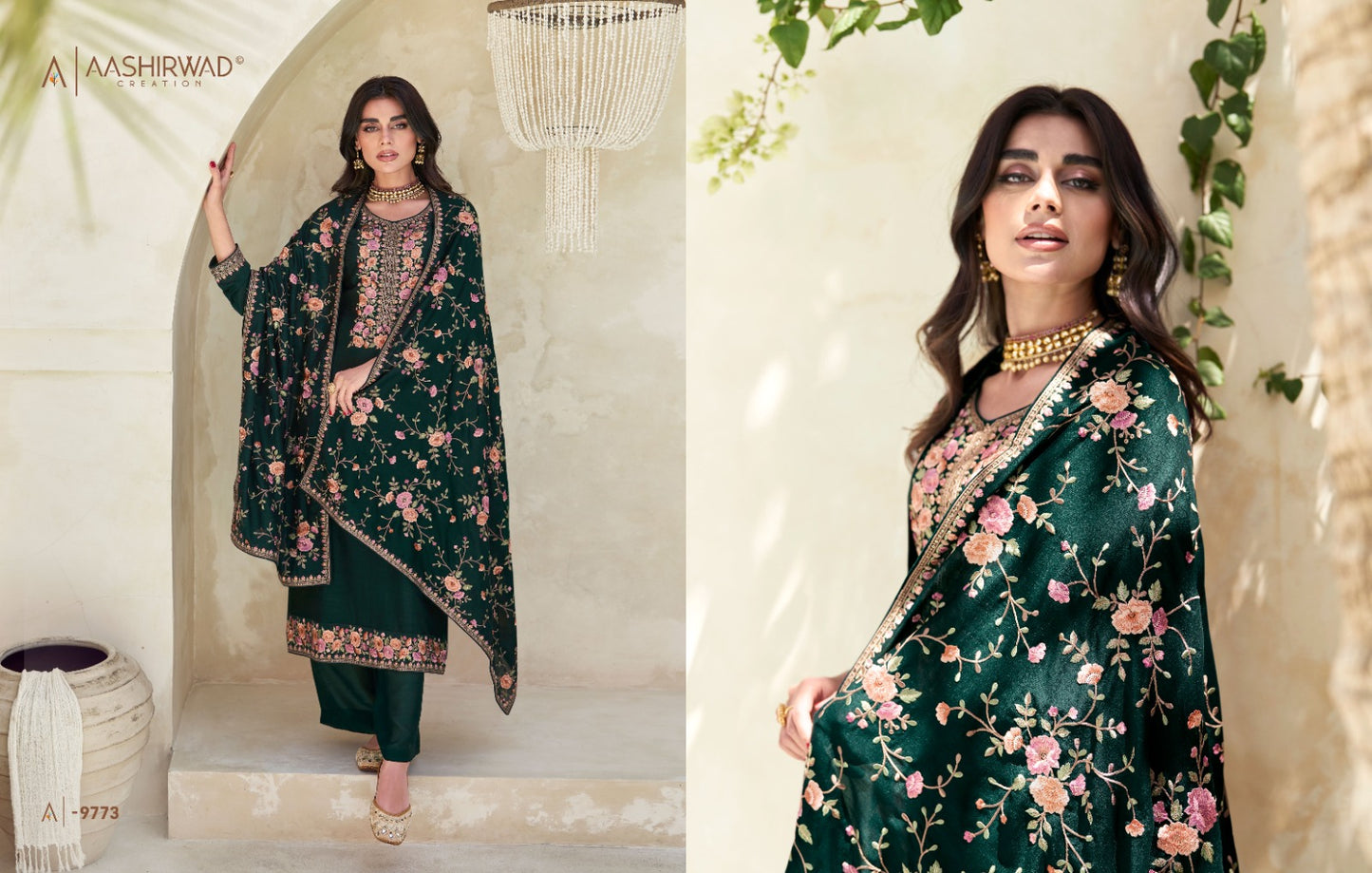 Aashirwad Creation Verona Silk Embroidery Work Salwar Suits Collection