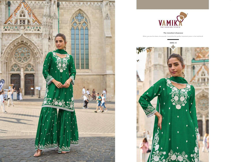 Vamika Anamika Vol 3 Pure Chinon Heavy Chkankari Work Kurti