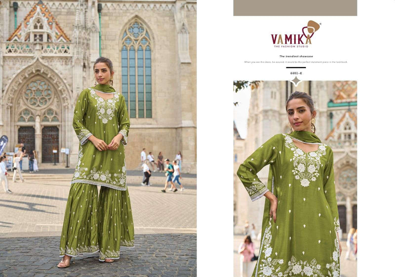 Vamika Anamika Vol 3 Pure Chinon Heavy Chkankari Work Kurti