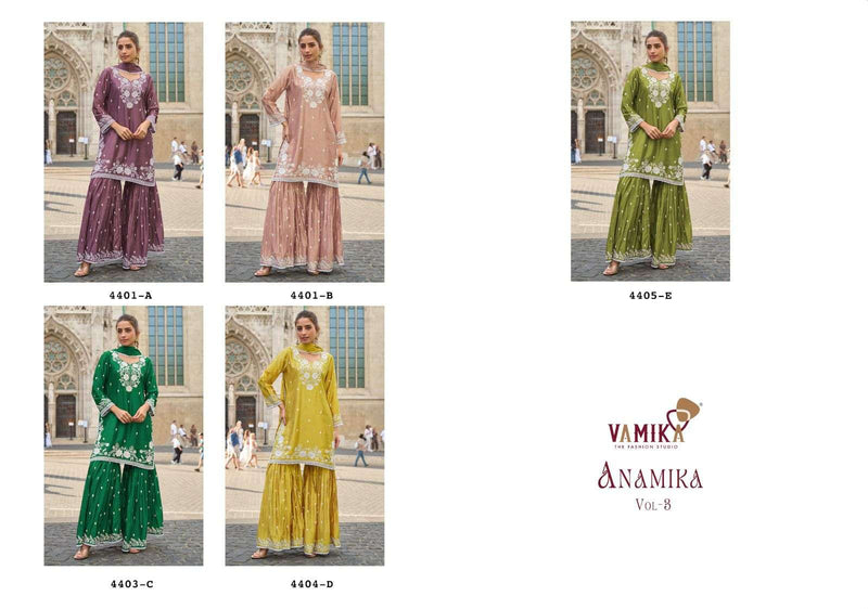 Vamika Anamika Vol 3 Pure Chinon Heavy Chkankari Work Kurti
