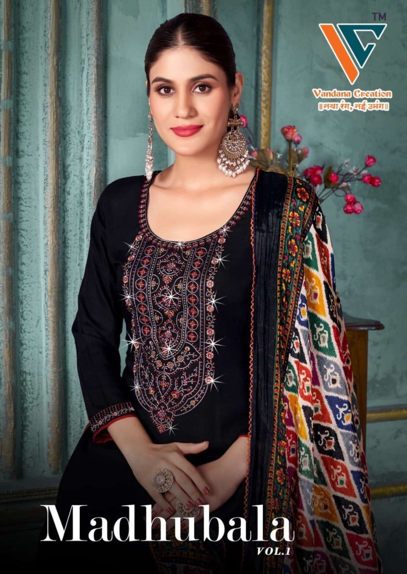 Vandana Creation Madhubala Vol 1 Rayon Embroidered Swarovski Work Salwar Suit