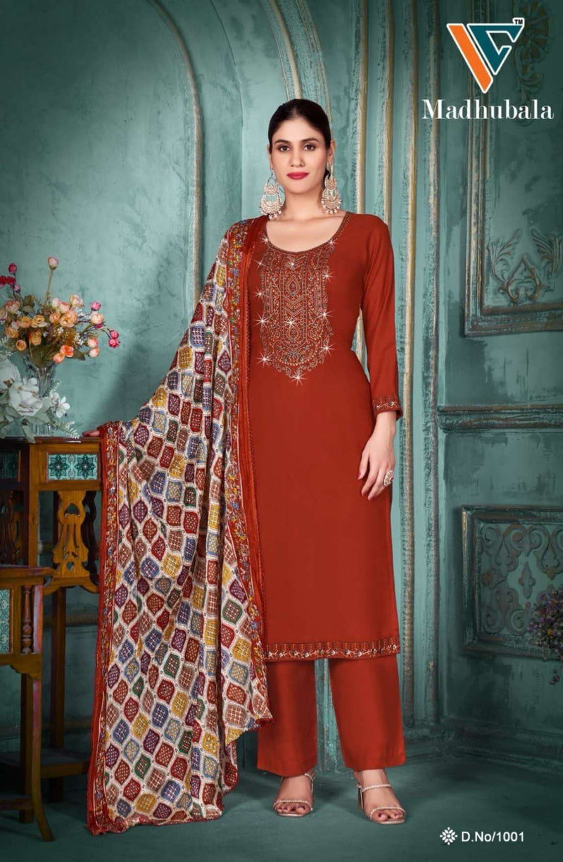 Vandana Creation Madhubala Vol 1 Rayon Embroidered Swarovski Work Salwar Suit