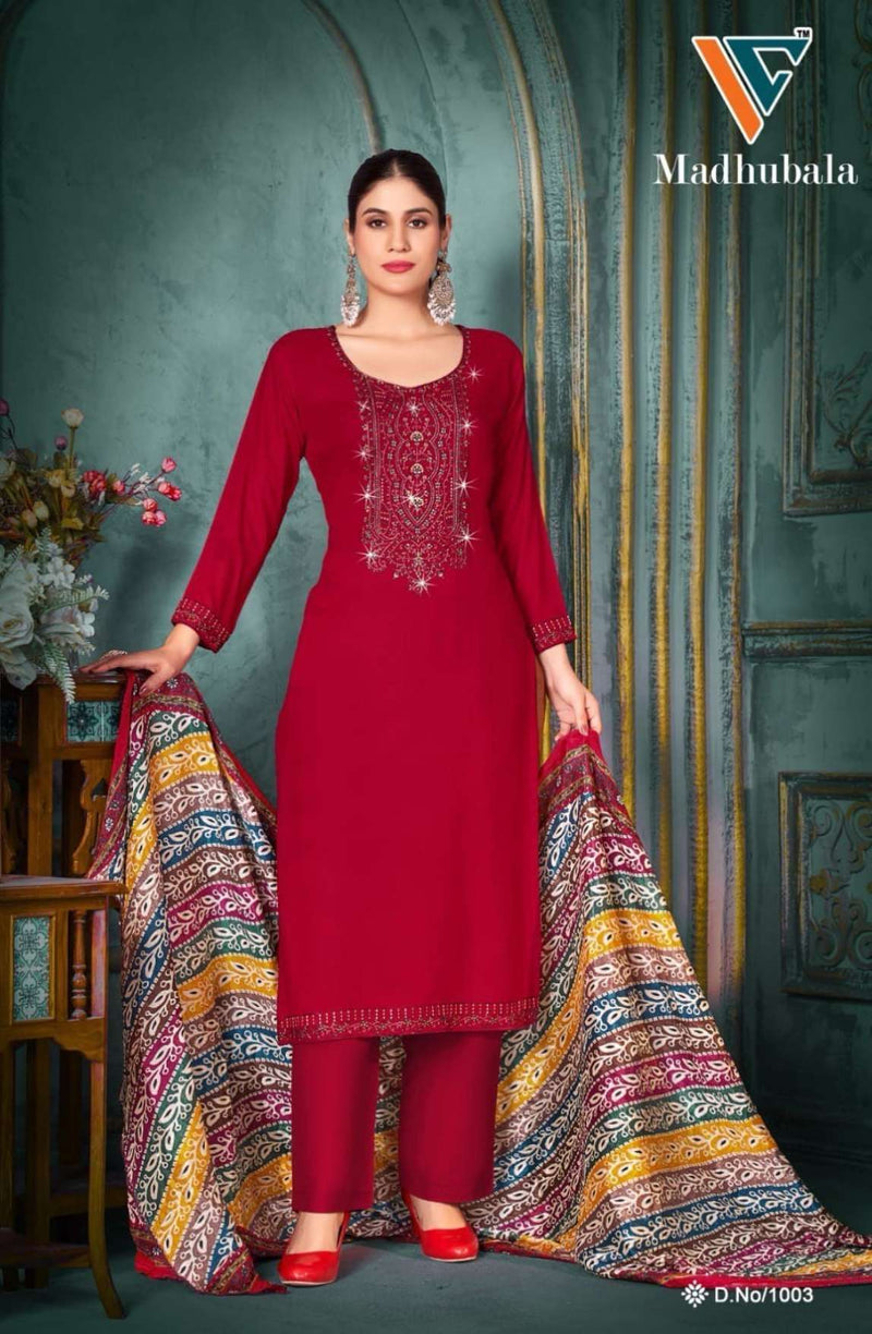 Vandana Creation Madhubala Vol 1 Rayon Embroidered Swarovski Work Salwar Suit