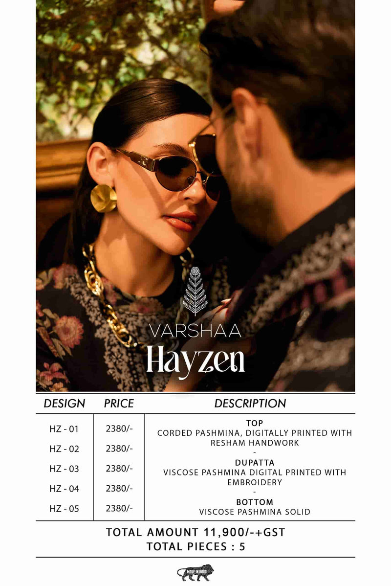 Varsha Hayzen Designer Pashmina Digital Print Handwork Salwar Suit