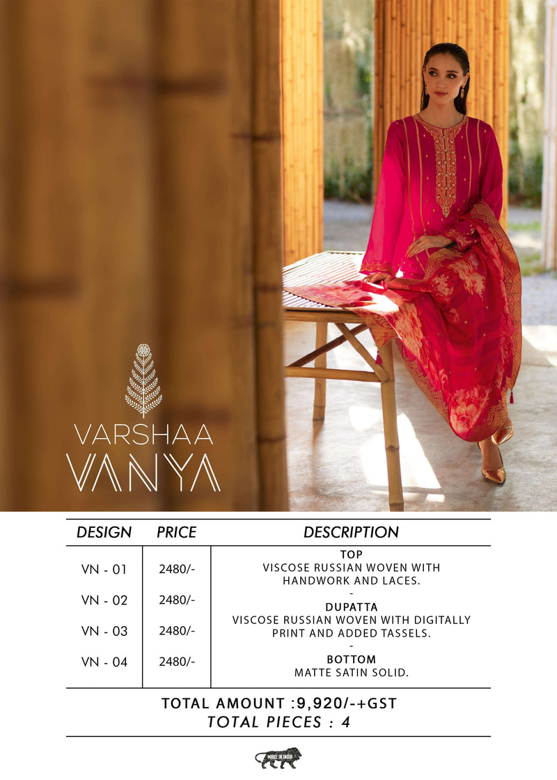 Varsha Vanya Pure Viscose Silk Handwork Designer Salwar Suit