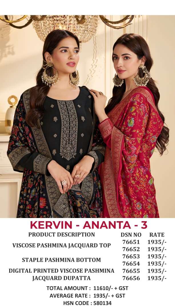 Vinay Fashion Ananta Vol 3 Viscose Pashmina Embroidered Salwar Kameez