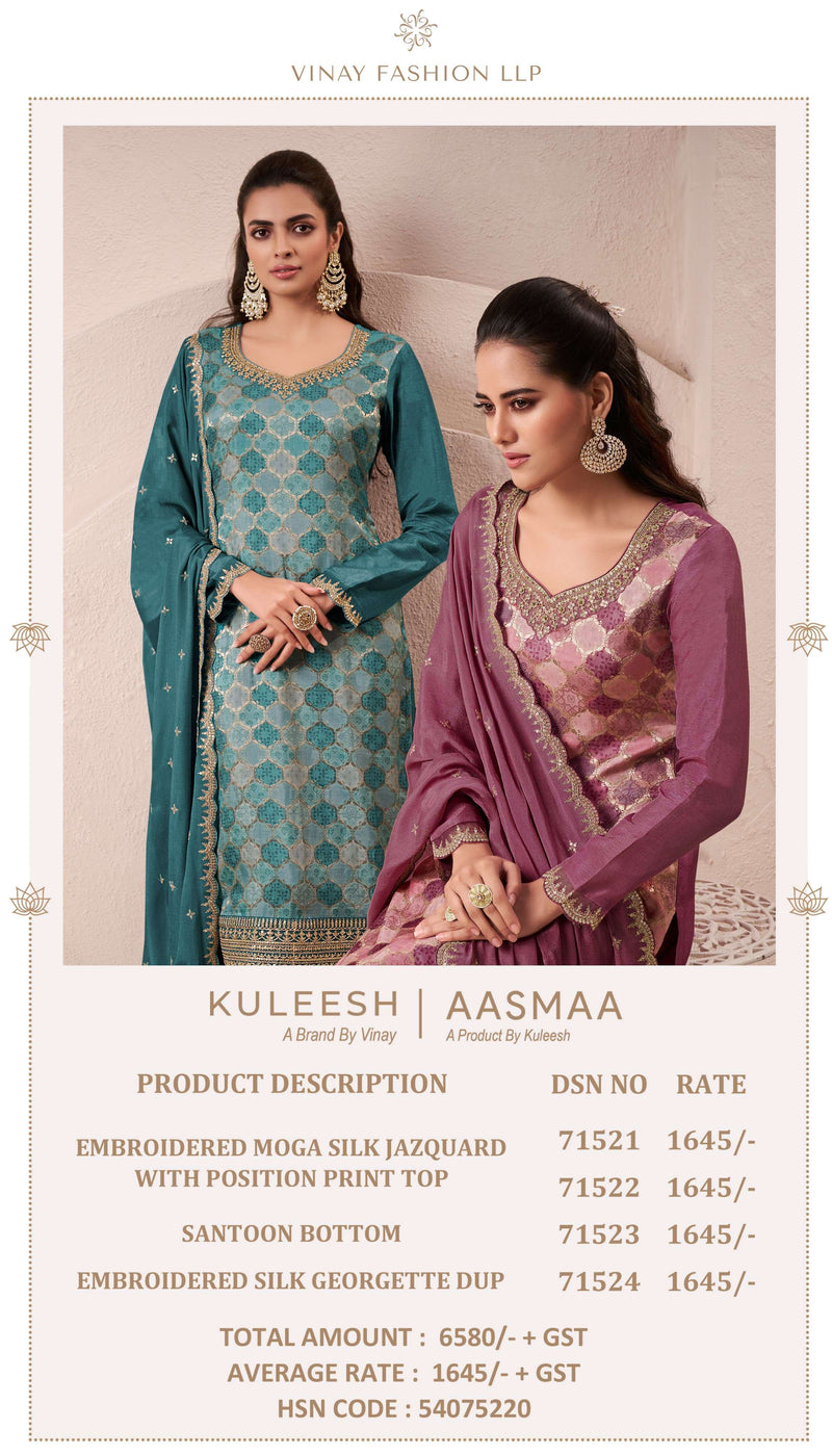 Vinay Fashion Kuleesh Aasmaa Silk Designer Partywear Salwar Suit