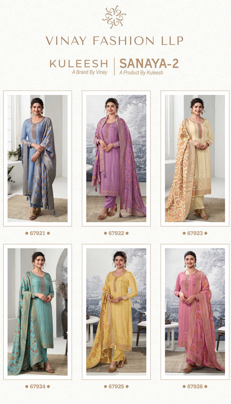 Vinay Fashion Sanaya Vol 2 Jacquard With Flat Jari Thread Weaving Designer Salwar Kameez