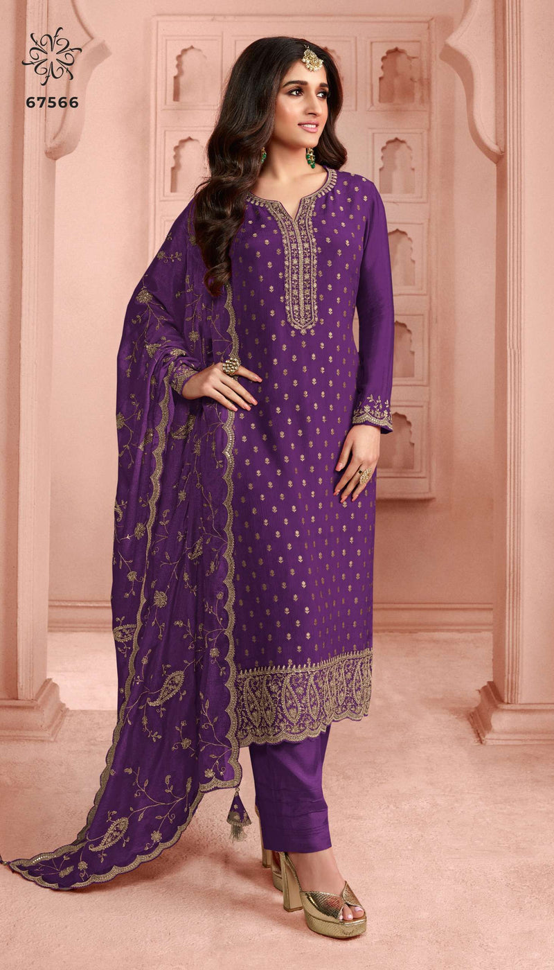 Vinay Fashion Swarnaa Colour Plus Dola Jacquard Embroidered Salwar Suit