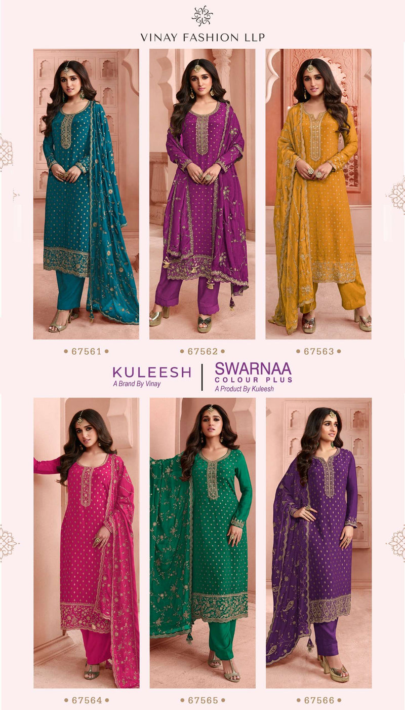 Vinay Fashion Swarnaa Colour Plus Dola Jacquard Embroidered Salwar Suit