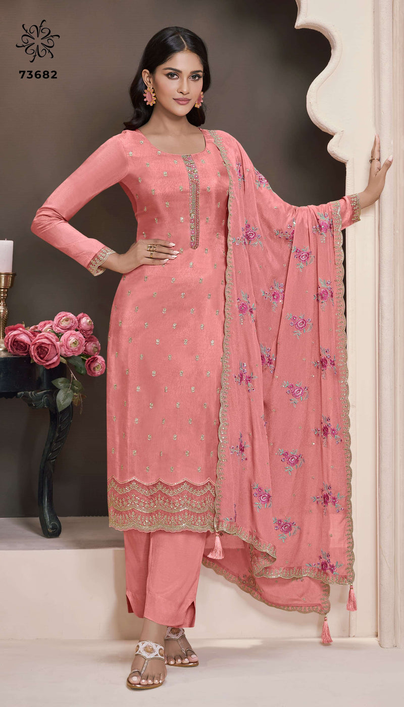 Vinay Fashion Zarkan Pure Silk Jacquard Embroidered Handwork Salwar Suit