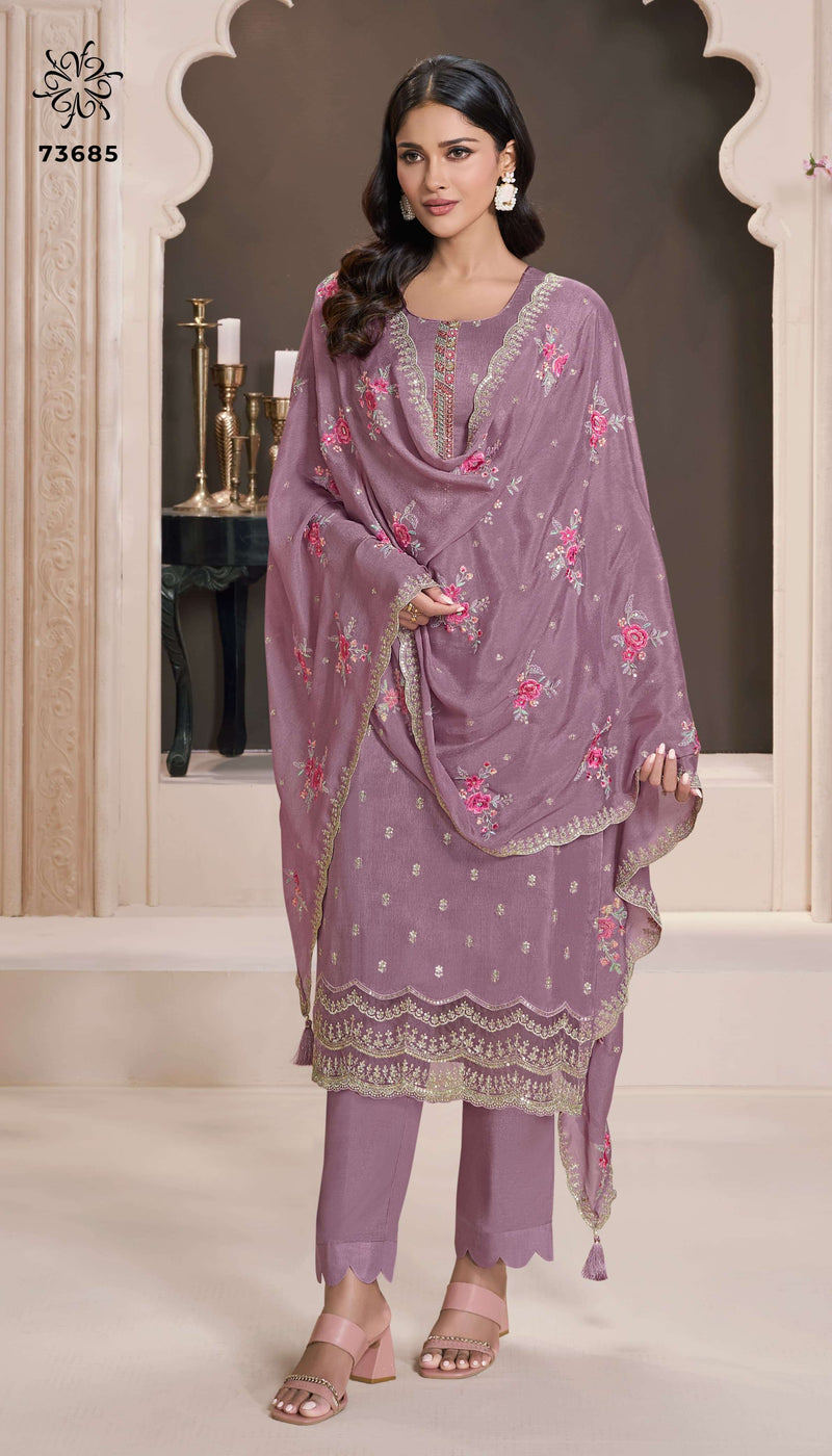 Vinay Fashion Zarkan Pure Silk Jacquard Embroidered Handwork Salwar Suit