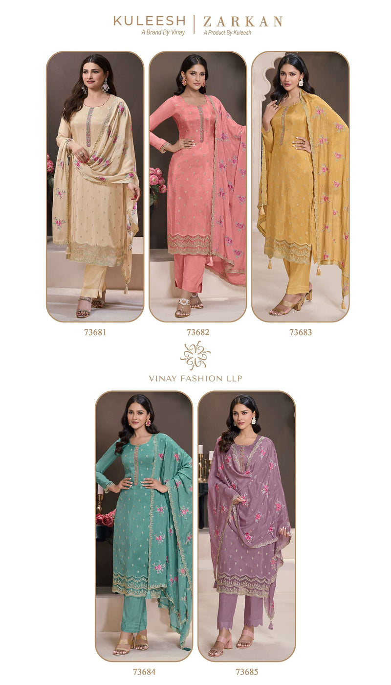 Vinay Fashion Zarkan Pure Silk Jacquard Embroidered Handwork Salwar Suit