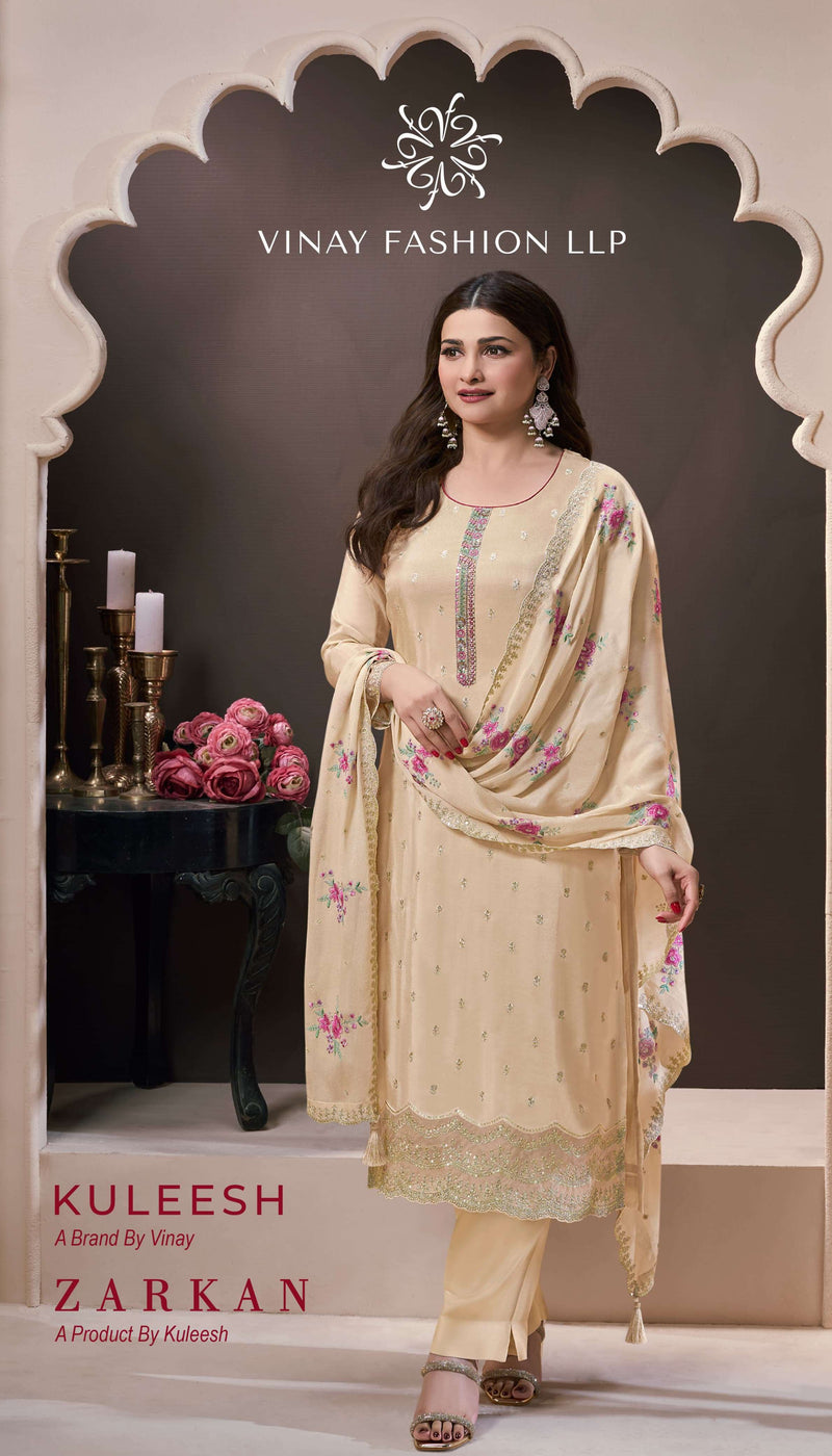 Vinay Fashion Zarkan Pure Silk Jacquard Embroidered Handwork Salwar Suit