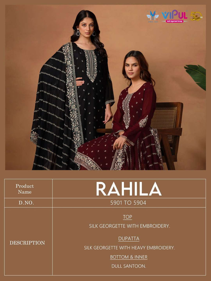 Vipul Rahila Georgette With Heavy Embroidery Digital Printed Fancy Designer Party Wear Salwar Suit