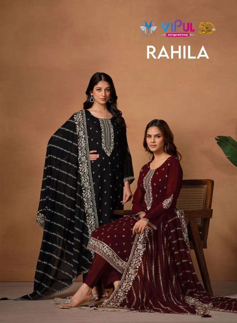 Vipul Rahila Georgette With Heavy Embroidery Digital Printed Fancy Designer Party Wear Salwar Suit