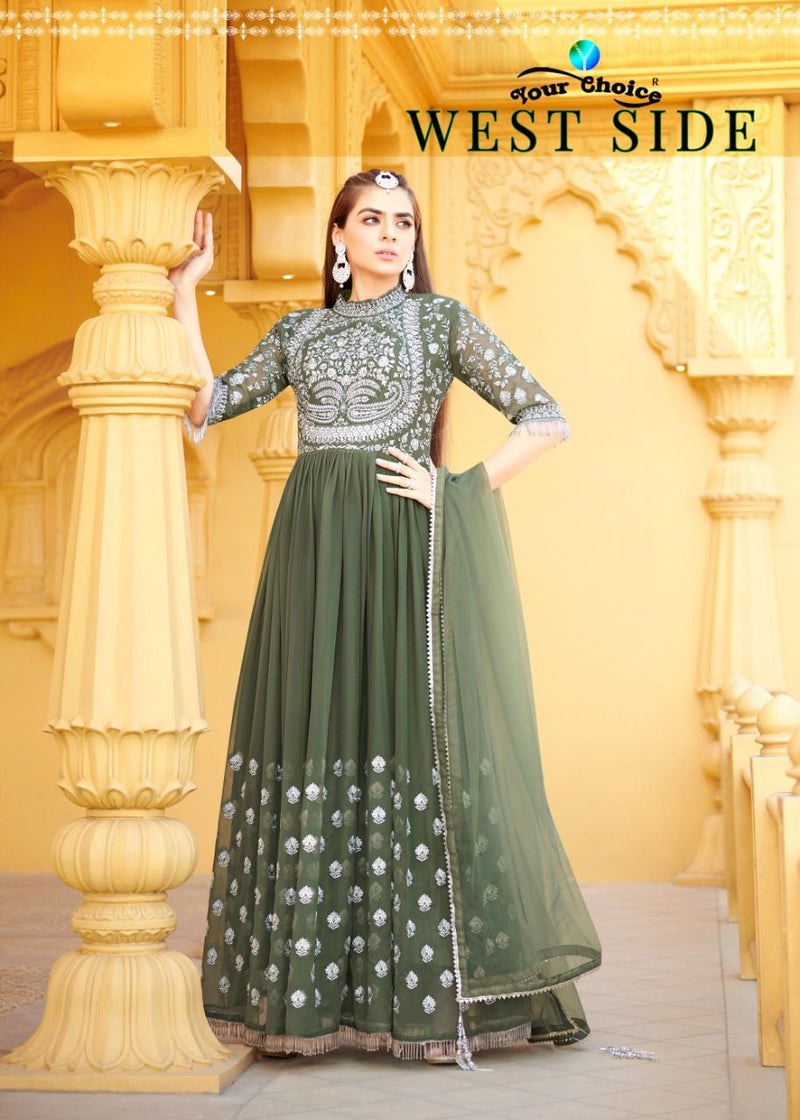 Your Choice West Side Georgette Heavy Embroidery Designer Gown Style Suits