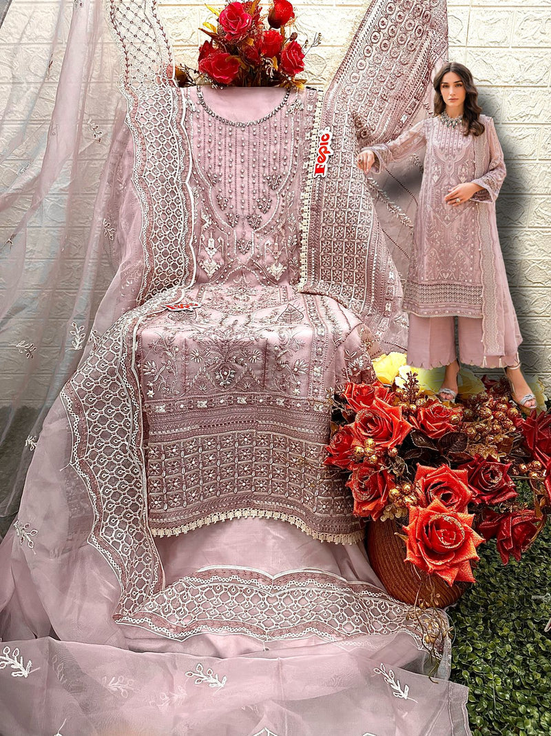 Fepic Rosemeen Organza Embroidered With Heavy Handwork Salwar Kameez