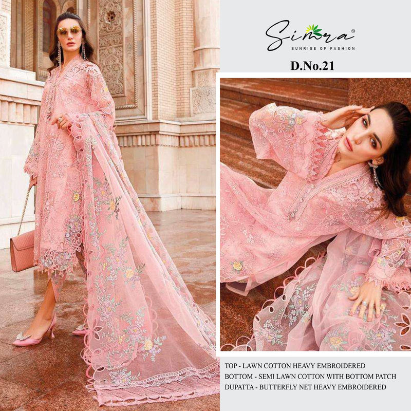 Simra D No 21 Lawn Cotton Heavy Embroidered Salwar Suits