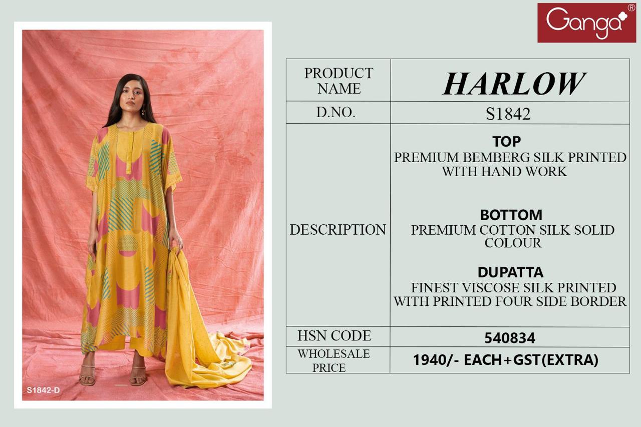 Ganga Harlow 1842 Silk Printed Salwar Suits