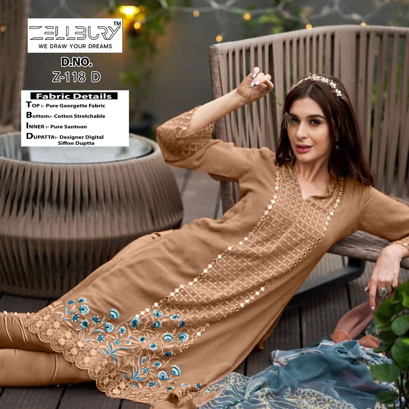 Zellbury Dno Z 118 Abcd Pure Georgette Embroidered Pret Collection