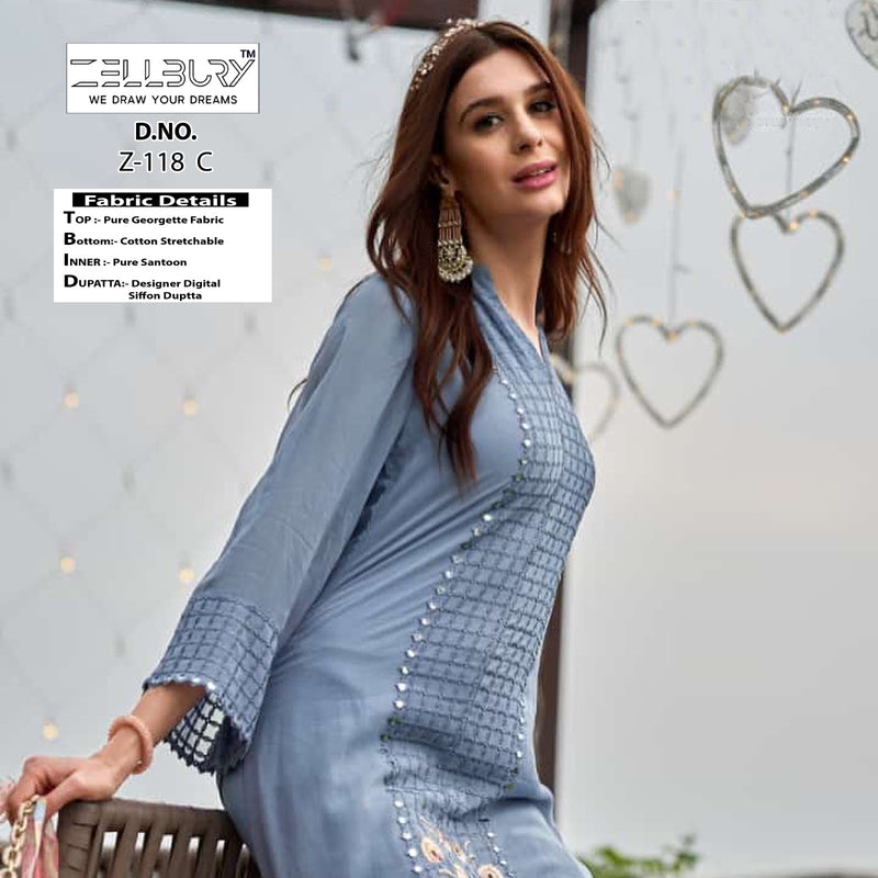 Zellbury Dno Z 118 Abcd Pure Georgette Embroidered Pret Collection