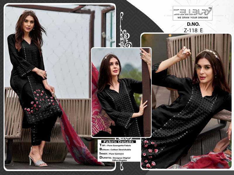 Zellbury Dno Z 118 Abcd Pure Georgette Embroidered Pret Collection