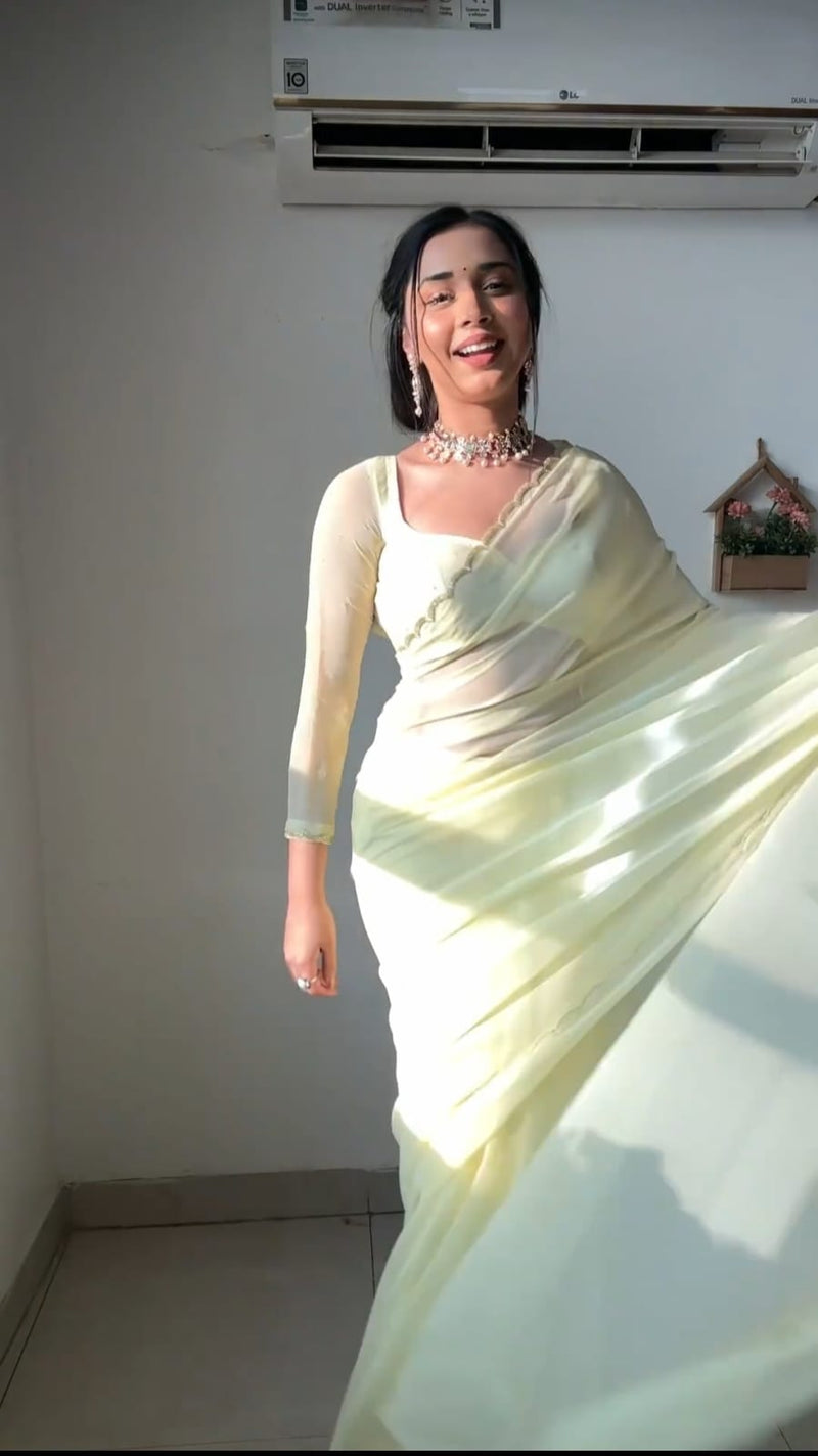 Buy SYF HC 833 Ready to Wear Premium Georgette Saree – Handwork & Cutwork Border at ₹1049