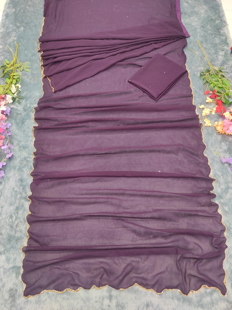 Buy SYF HC 833 Ready to Wear Premium Georgette Saree – Handwork & Cutwork Border at ₹1049