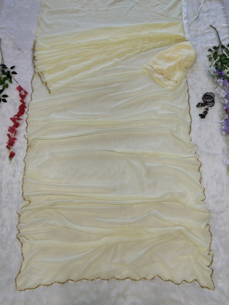 Buy SYF HC 833 Ready to Wear Premium Georgette Saree – Handwork & Cutwork Border at ₹1049