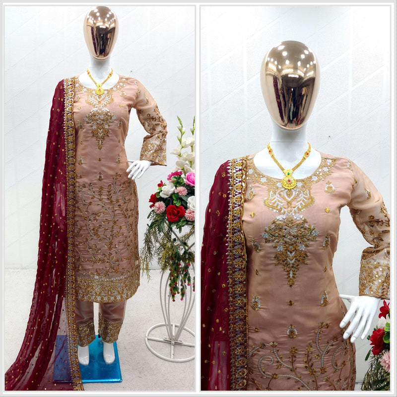 Ww 8027 Jimmy Silk  Embroidery Work Party Wear Combo Set Of Kurti