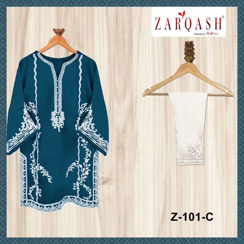 Zarqash Z 101 Fox Georgette Fancy Designer Ready Made Top With Bottom & Dupatta