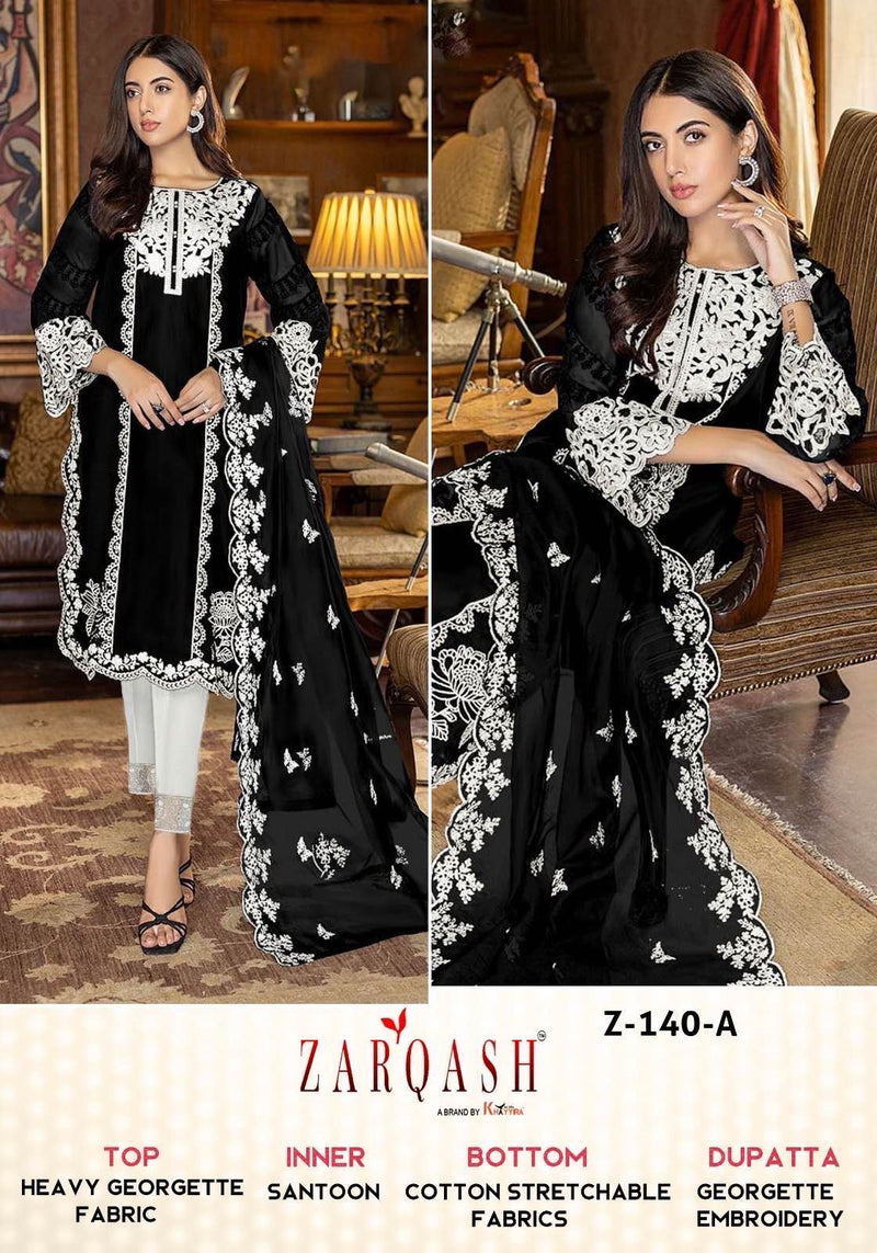 Zarqash Z 140 Georgette With Fancy Embroidery Designer Pakistani Kurti Pant & Dupatta Collection