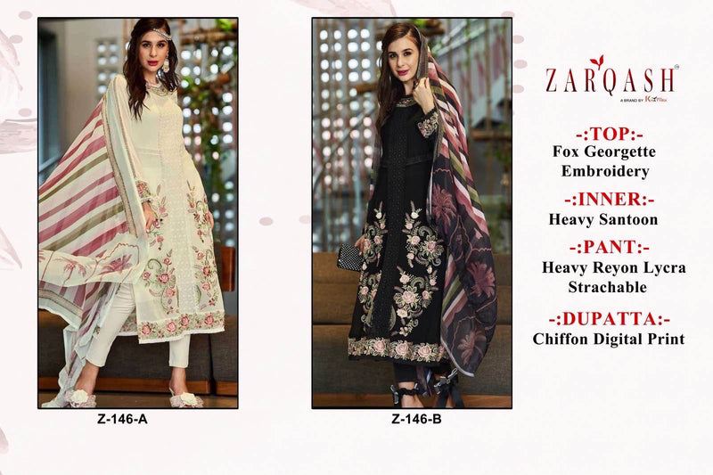 Zarqash Z 146 Georgette With Heavy Embroidery Designer Ready Made Suits