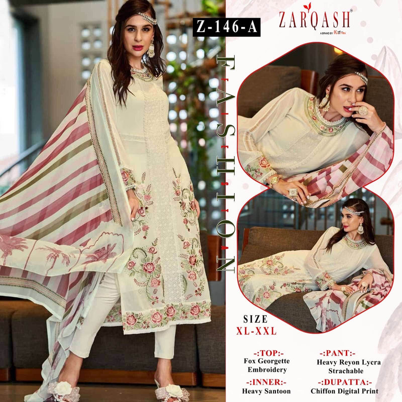 Zarqash Z 146 Georgette With Heavy Embroidery Designer Ready Made Suits