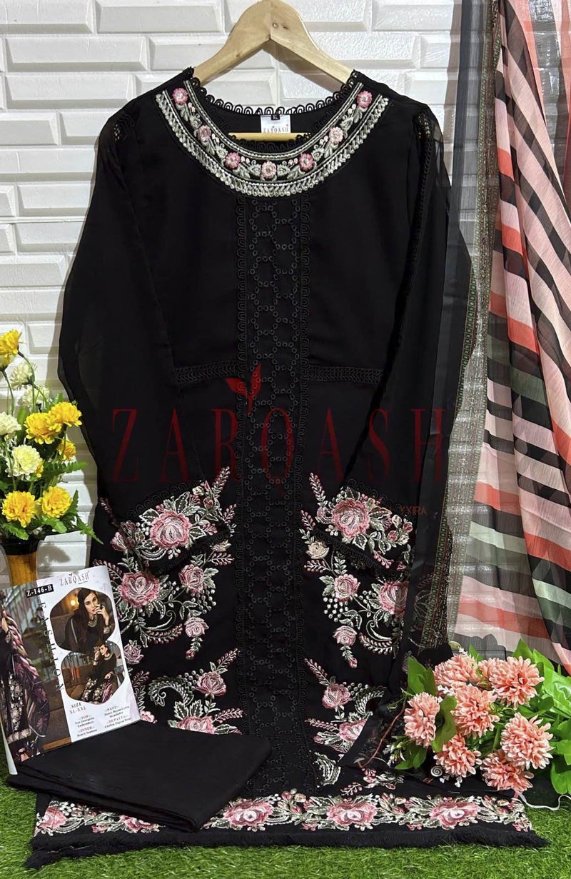 Zarqash Z 146 Georgette With Heavy Embroidery Designer Ready Made Suits