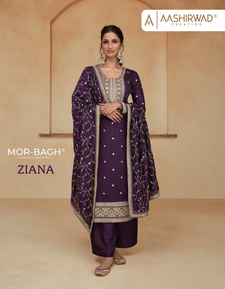 Aashirwad Creation Ziana Silk Embroidery Designer Salwar Suit Collection