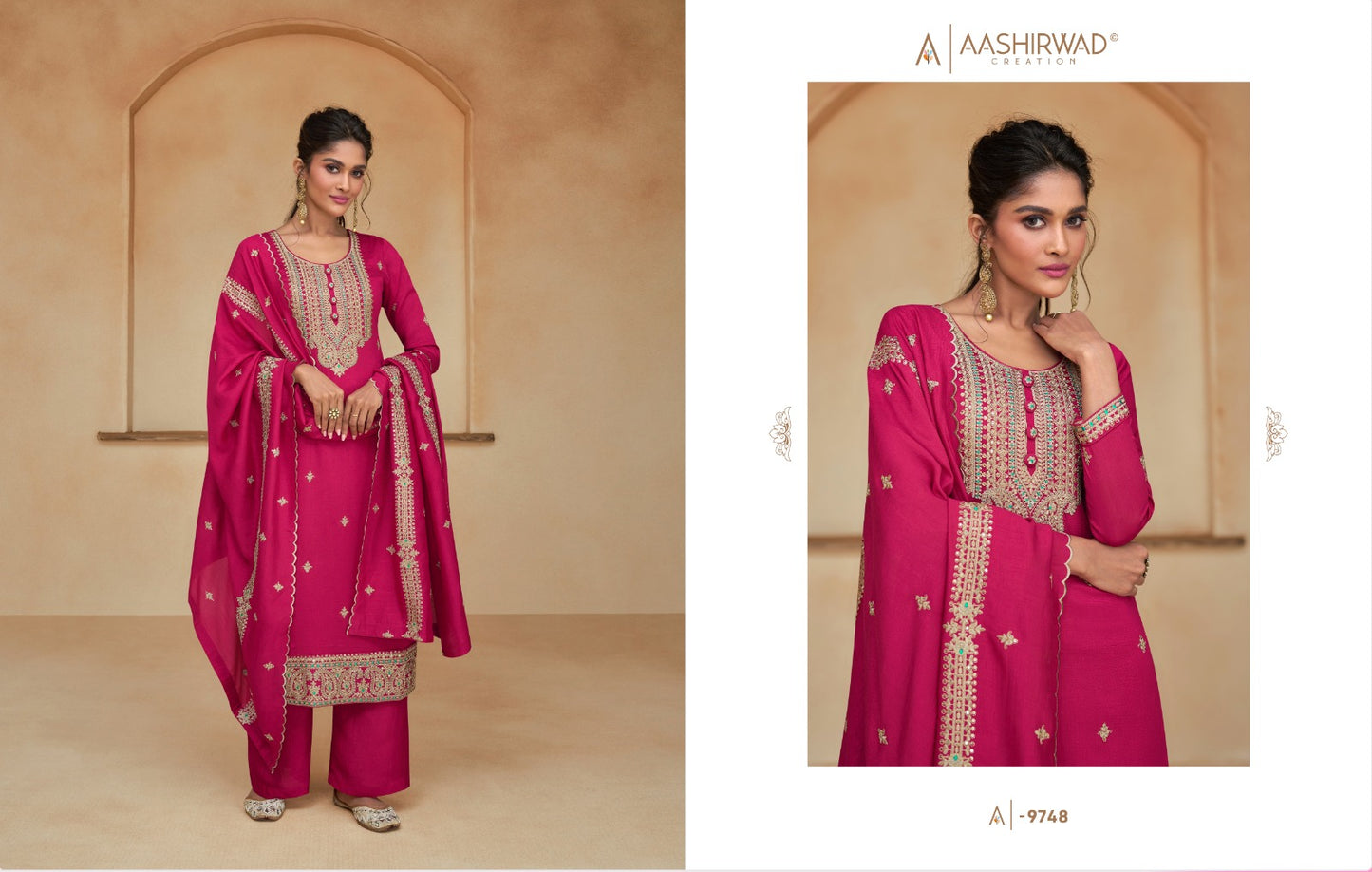 Aashirwad Creation Ziana Silk Embroidery Designer Salwar Suit Collection