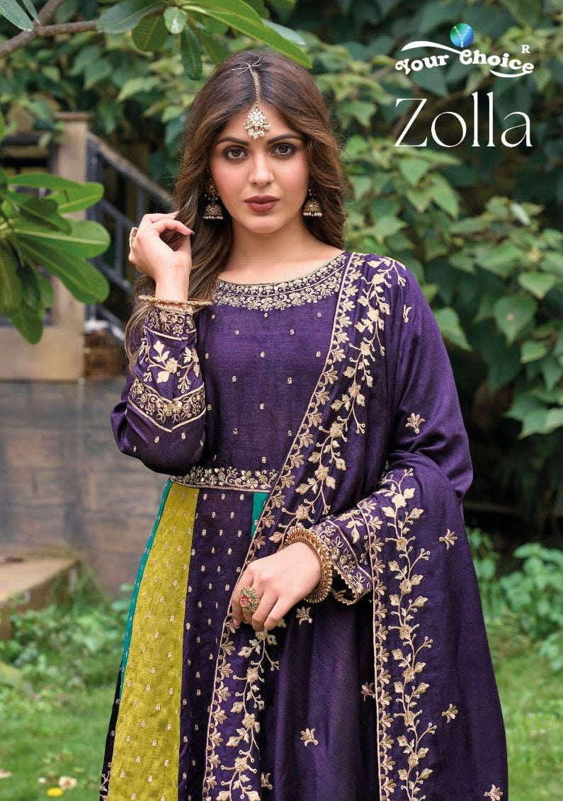 Your Choice Zolla Silk With Heavy Embroidery Stylish Kurti With Sarara Collection