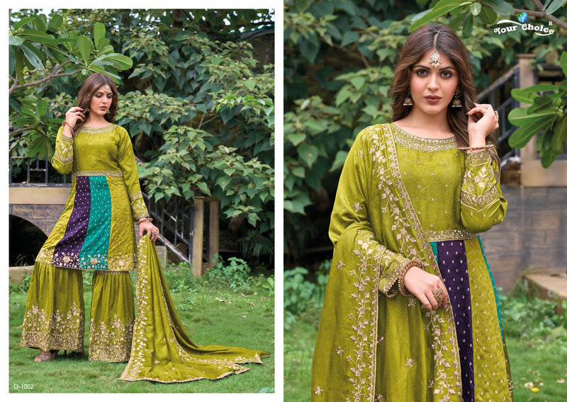 Your Choice Zolla Silk With Heavy Embroidery Stylish Kurti With Sarara Collection