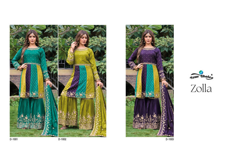 Your Choice Zolla Silk With Heavy Embroidery Stylish Kurti With Sarara Collection