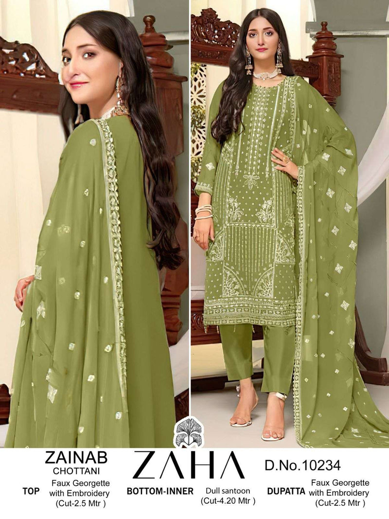 Zaha 10233-10234-10235 Georgette Heavy Embroidered Pakistani Suit