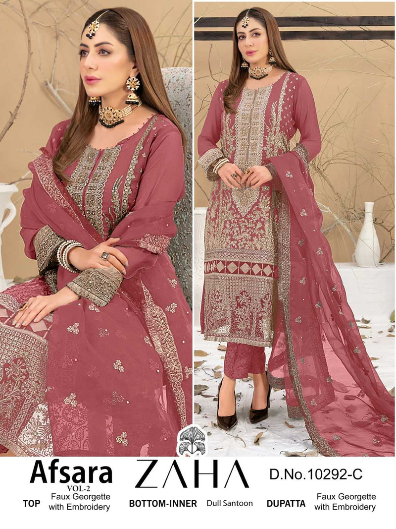 Zaha Afsara Vol 2 10292 A B C D Georgette With Heavy Embroidered Salwar Kameez