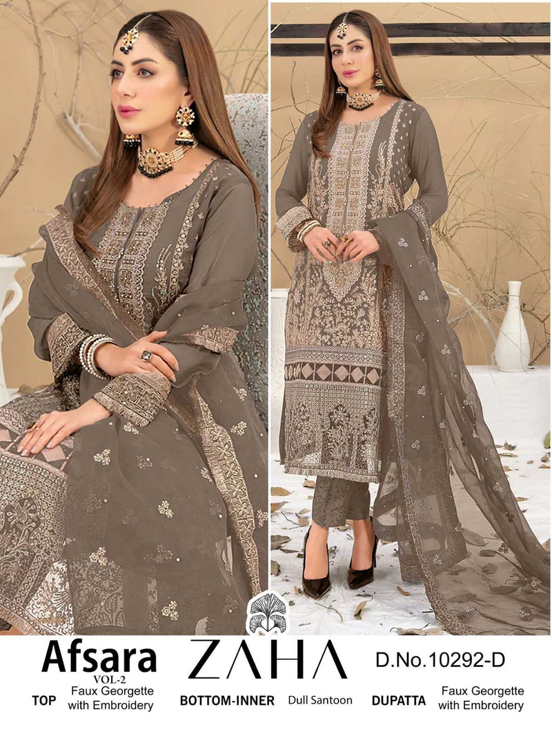 Zaha Afsara Vol 2 10292 A B C D Georgette With Heavy Embroidered Salwar Kameez