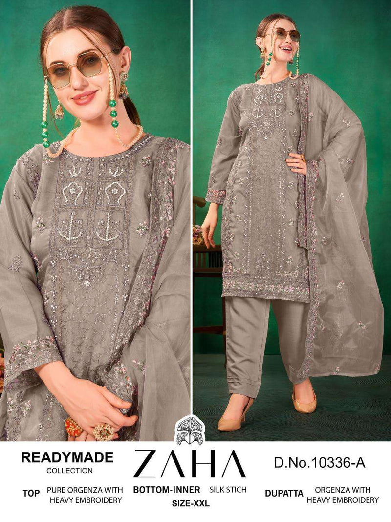 Zaha D No 10336 Organza With Heavy Embroidered Exclusive Designer Pret